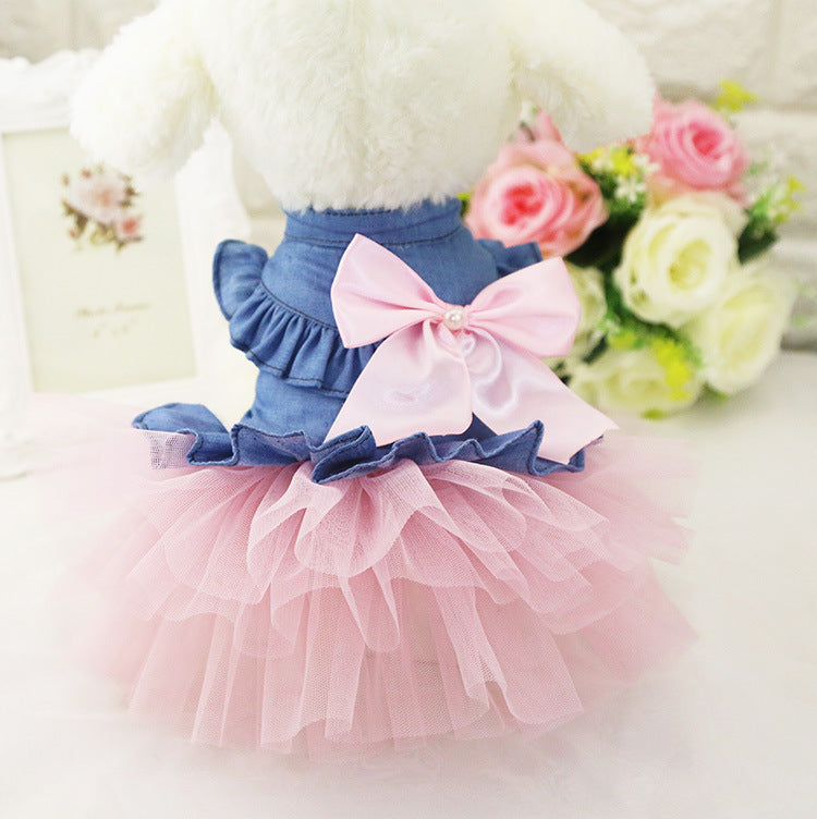 KFX-4593085 Pet Vest with Striped Hanging Mesh Skirt - Available in Pink and Purple Peach Blossom Styles