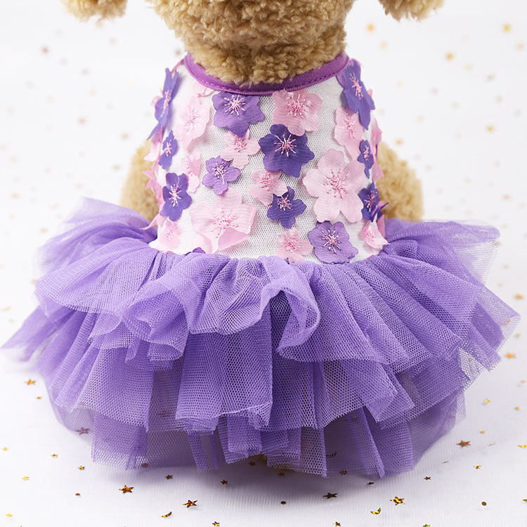 KFX-4593085 Pet Vest with Striped Hanging Mesh Skirt - Available in Pink and Purple Peach Blossom Styles