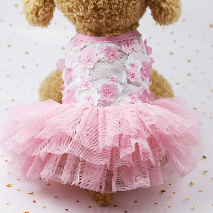 KFX-4593085 Pet Vest with Striped Hanging Mesh Skirt - Available in Pink and Purple Peach Blossom Styles