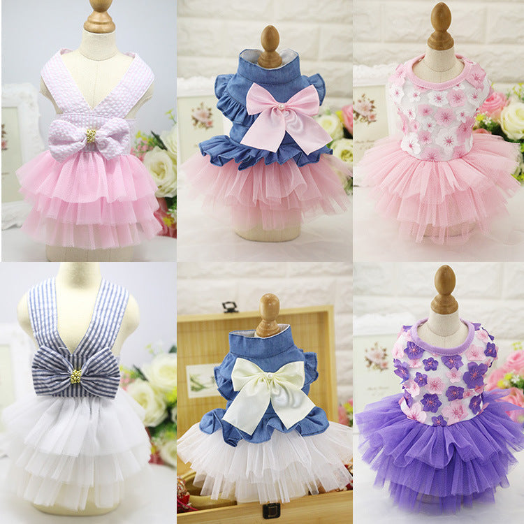 KFX-4593085 Pet Vest with Striped Hanging Mesh Skirt - Available in Pink and Purple Peach Blossom Styles