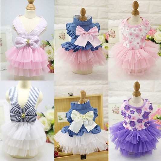 KFX-4593085 Pet Vest with Striped Hanging Mesh Skirt - Available in Pink and Purple Peach Blossom Styles