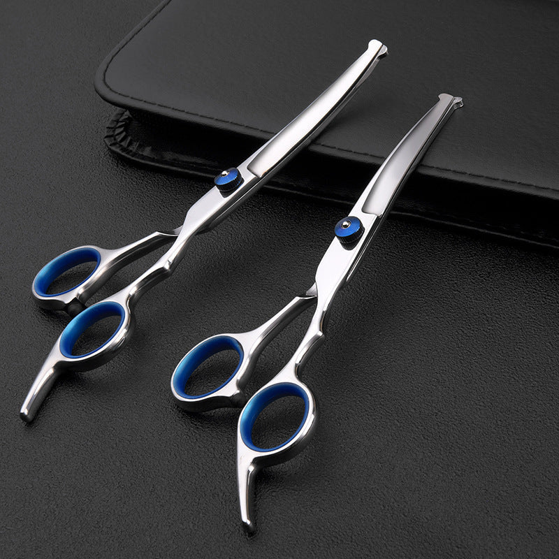 KFX-4594109 6-Inch Professional Stainless Steel Dog Grooming Scissors Set with Leather Bag