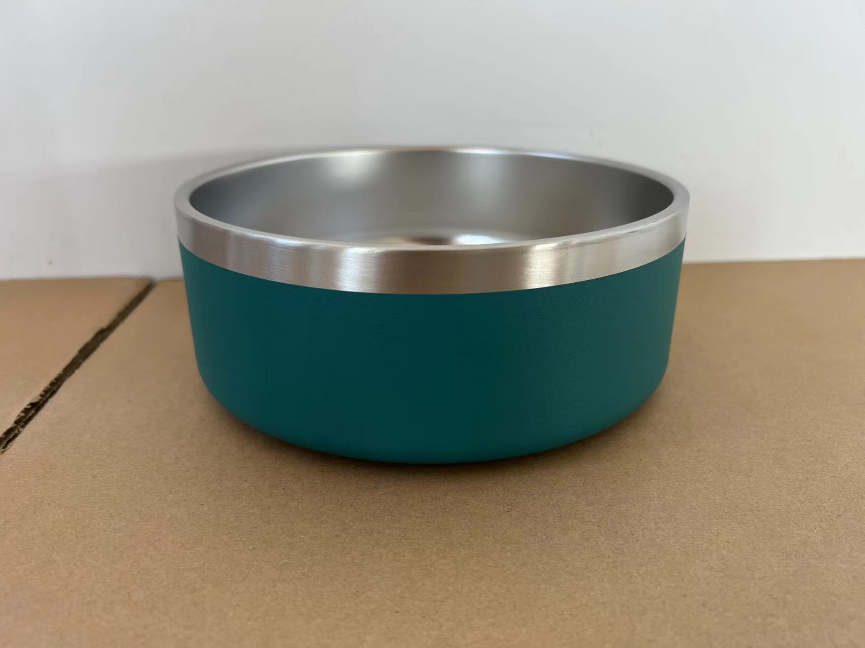 KFX-4594493 304 Stainless Steel Dog Bowl with Silica Gel Pad - Modern Design, 100oz Capacity, 10.5cm Height, 23.5cm Diameter