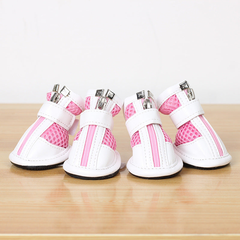 KFX-4595133 Small Pet Dog Lightweight Sports Shoes - Anti-Slip Mesh Footwear in Pink, Red, and Sky Blue Sizes 1-5