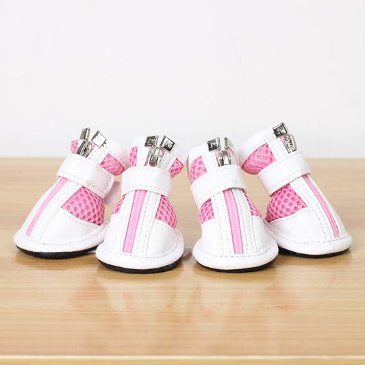 KFX-4595133 Small Pet Dog Lightweight Sports Shoes - Anti-Slip Mesh Footwear in Pink, Red, and Sky Blue Sizes 1-5
