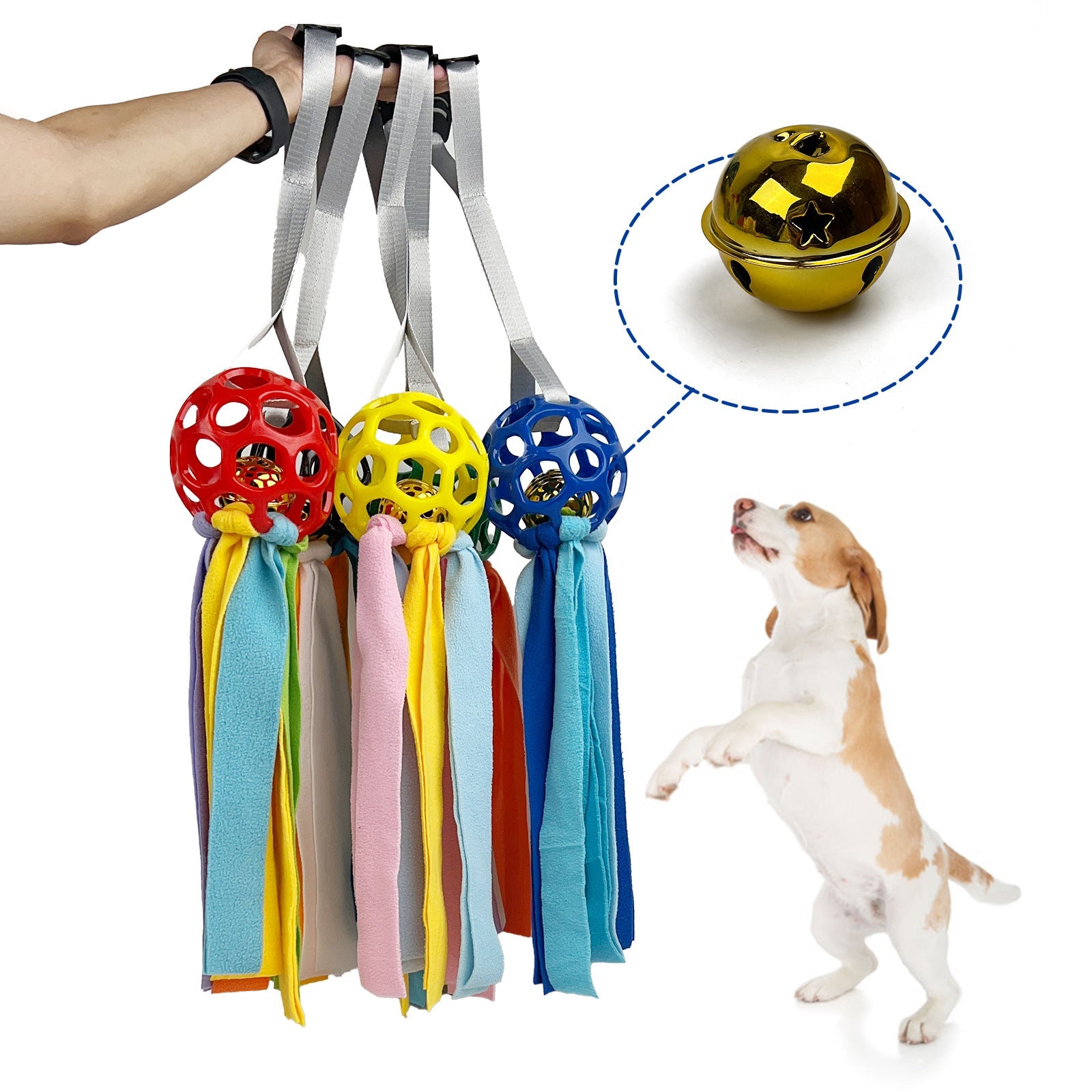 KFX-4595773 Interactive Educational Hollow Toy Ball for Dogs and Cats with TPR Sound and Bell - 75cm, 210g