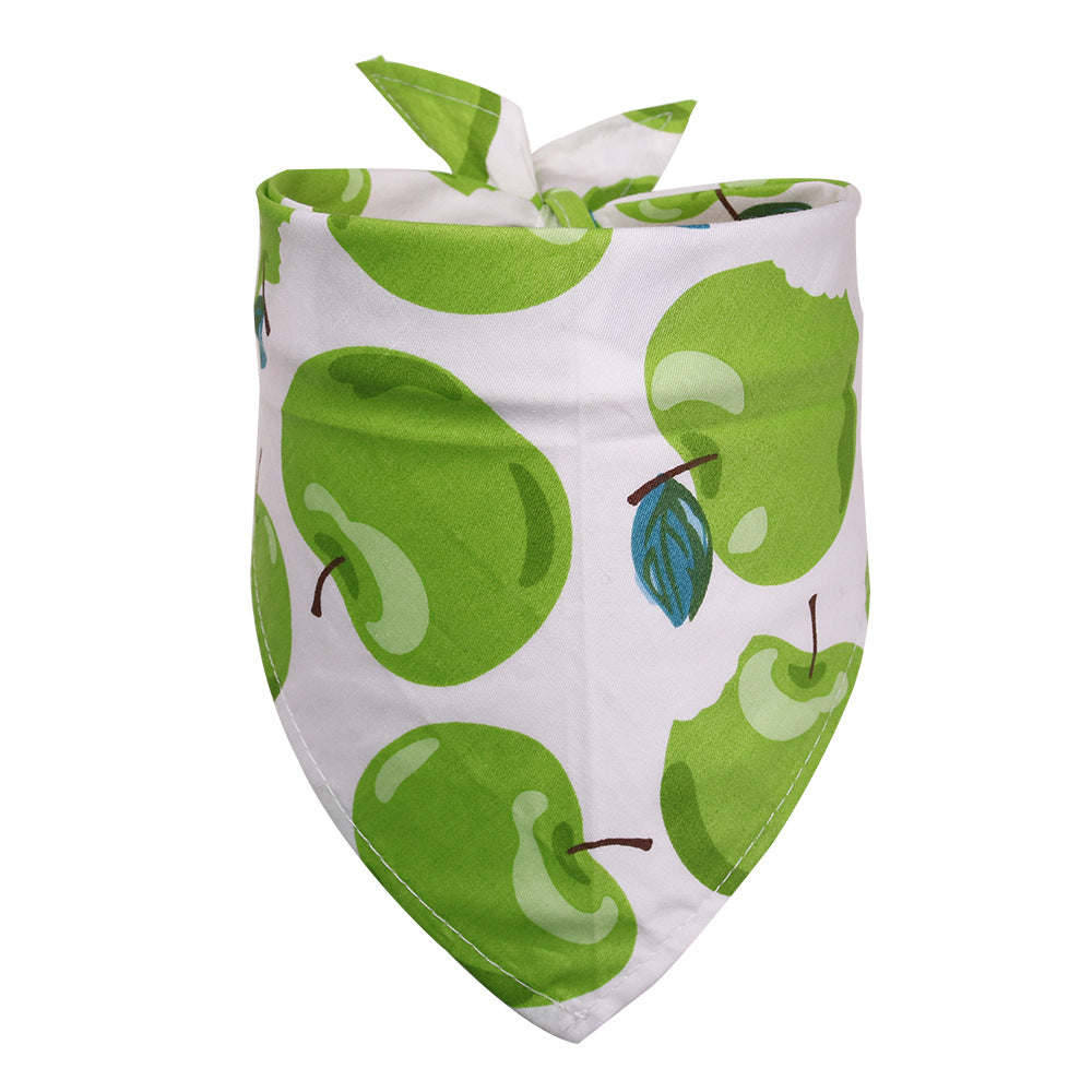 KFX-4595901 Fruit Pattern Cotton Triangle Scarf for Dogs and Cats - Small and Medium Sizes Available