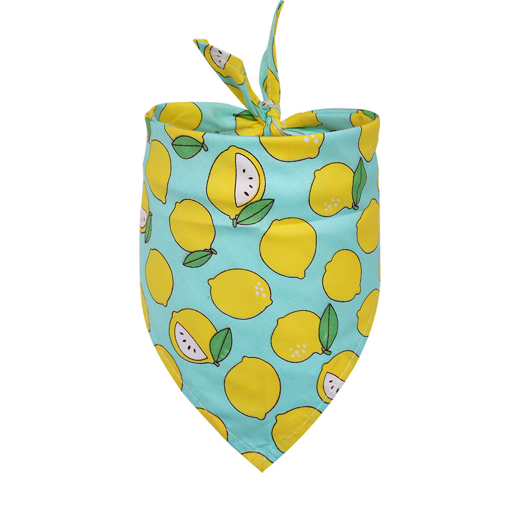 KFX-4595901 Fruit Pattern Cotton Triangle Scarf for Dogs and Cats - Small and Medium Sizes Available