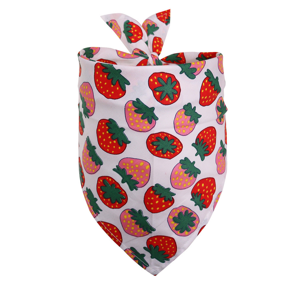 KFX-4595901 Fruit Pattern Cotton Triangle Scarf for Dogs and Cats - Small and Medium Sizes Available