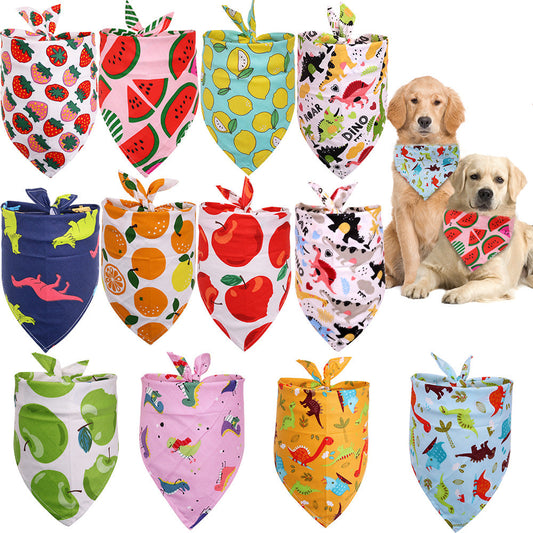 KFX-4595901 Fruit Pattern Cotton Triangle Scarf for Dogs and Cats - Small and Medium Sizes Available