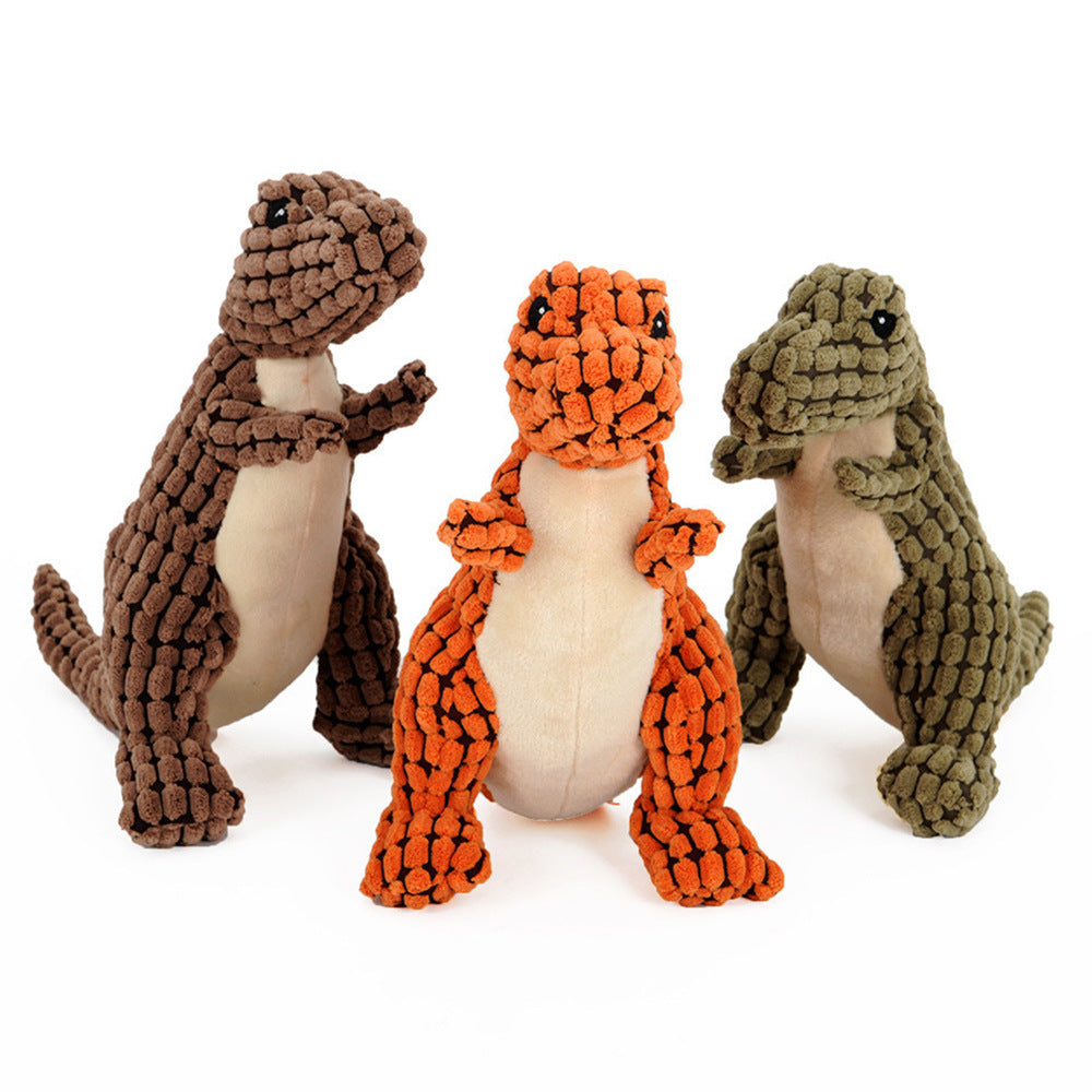 KFX-4603709 Giant Interactive Dinosaur Plush Dog Toy with Squeakers for Large Dogs and Small Breeds