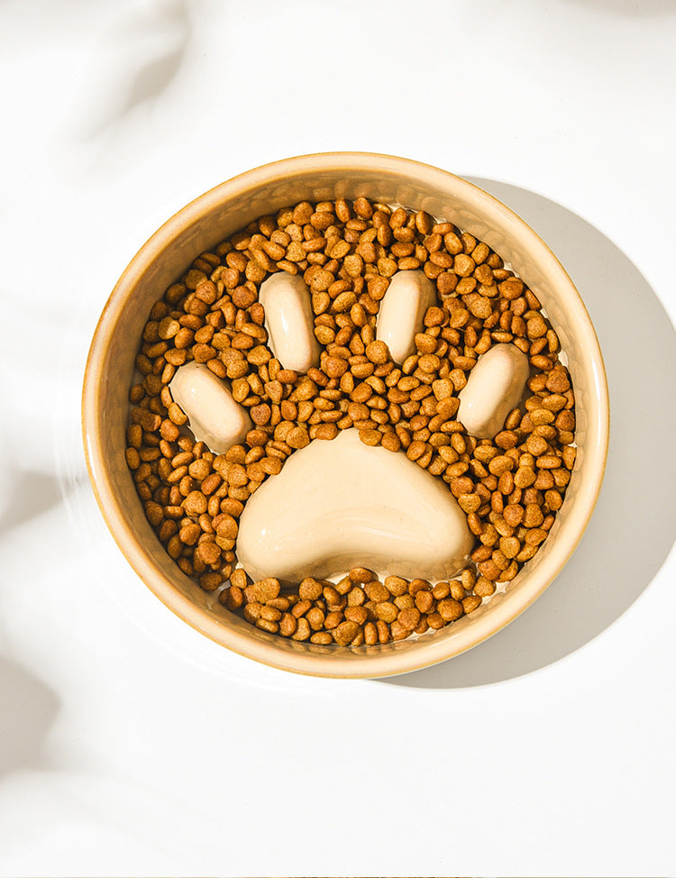 KFX-4604221 Japanese Style Medium Ceramic Pet Bowl for Cats and Dogs with Wooden Frame, 15.5cm