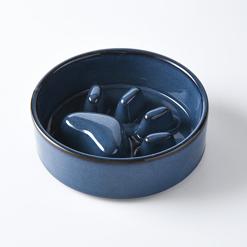 KFX-4604221 Japanese Style Medium Ceramic Pet Bowl for Cats and Dogs with Wooden Frame, 15.5cm