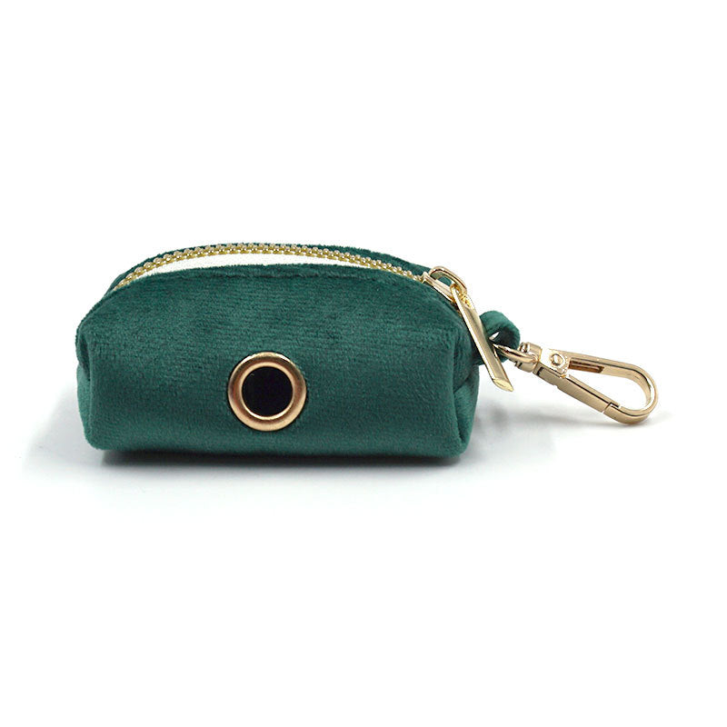 KFX-4605501 Christmas Green Velvet Dog Collar and Leash Set with Gold Buckle
