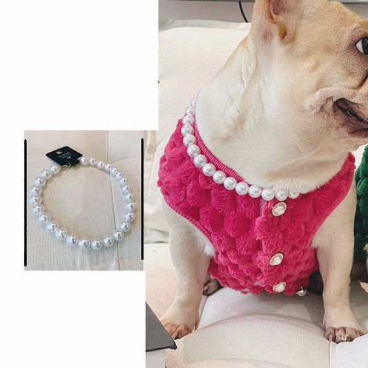 KFX-4606013 Elegant Pearl Necklace for Dogs and Cats - Adjustable Sizes Available