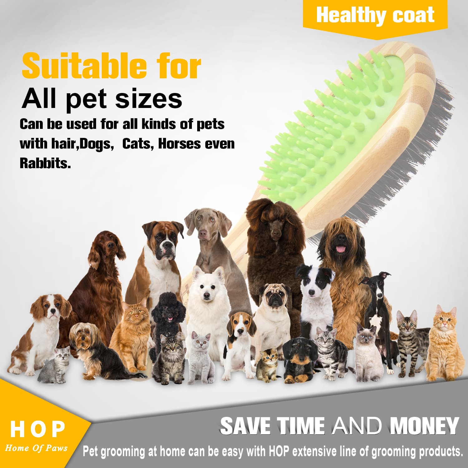 KFX-4607293 Two-Sided Dog Grooming Brush for Short Hair Coats - Detangling and Shedding Tool