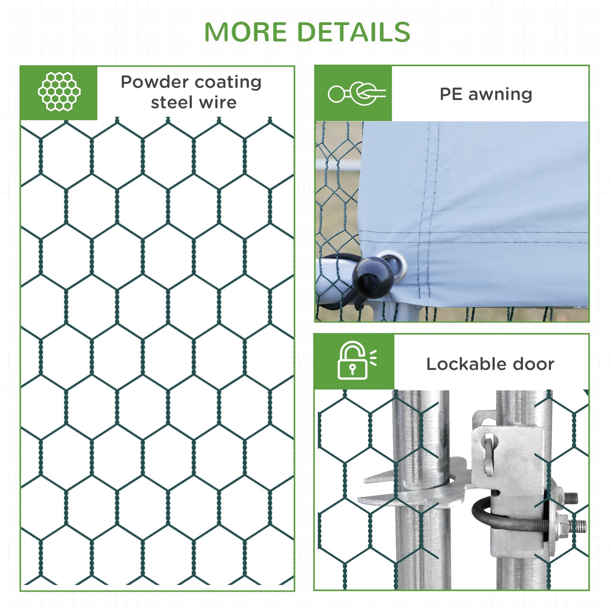 KFX-4607677 Metal Chicken Run with Cover and Lockable Door for Outdoor Use, Ideal for Small Animals, 10' x 13' x 6.5'