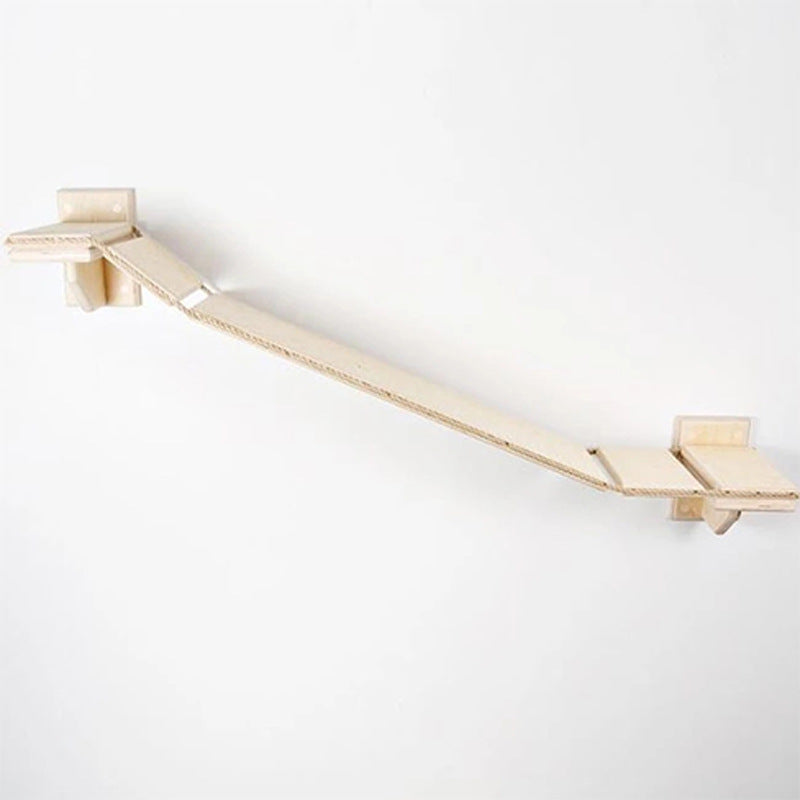 KFX-4608189 Wall-Mounted Wooden Cat Suspension Bridge Pet Stairs - 100x19CM Plywood Design