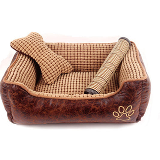KFX-4609853 Cozy Suede Pet Nest with Free Bone, Blanket, and Summer Mat