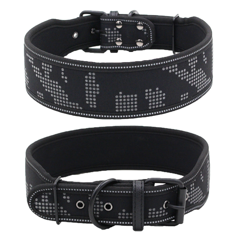 KFX-4611773 Reflective Camouflage Dog Collar with Traction Rope - Nylon, Multiple Colors and Sizes Available