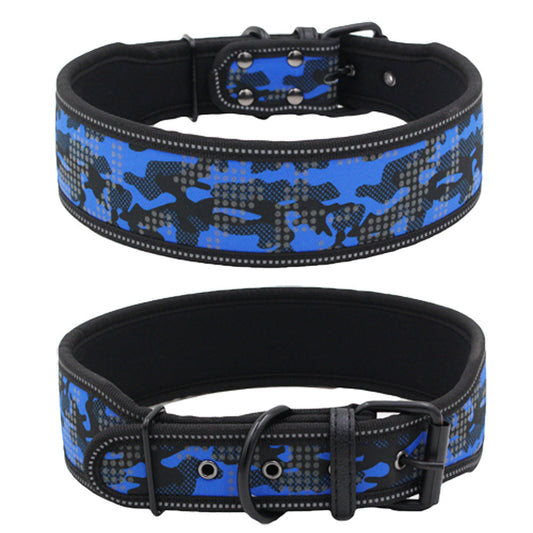 KFX-4611773 Reflective Camouflage Dog Collar with Traction Rope - Nylon, Multiple Colors and Sizes Available
