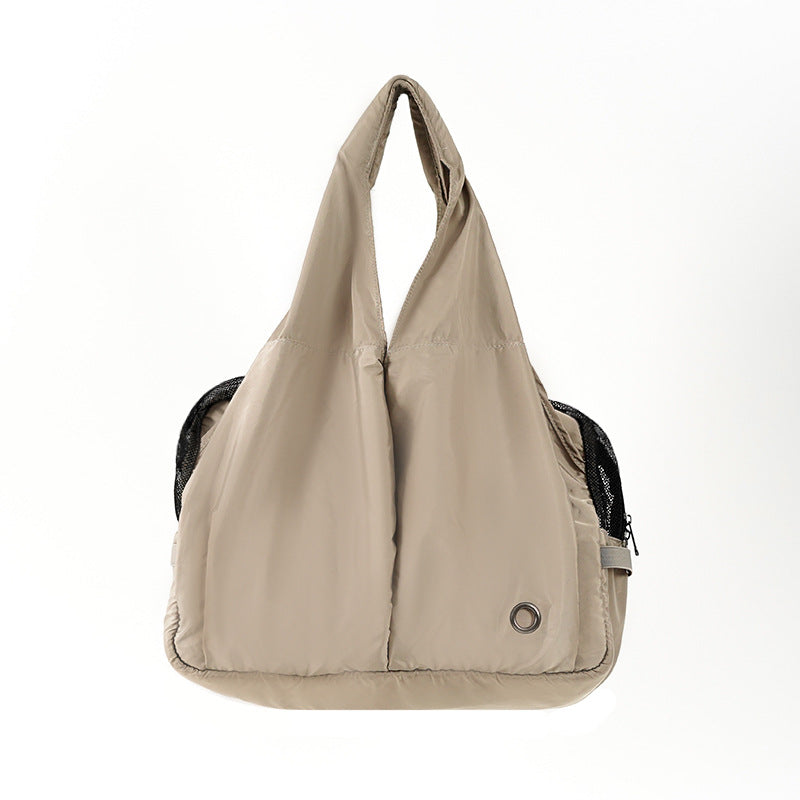 KFX-4612029 Breathable Apricot Cloth Pet Handbag for Outdoor Use, Portable and Versatile Design