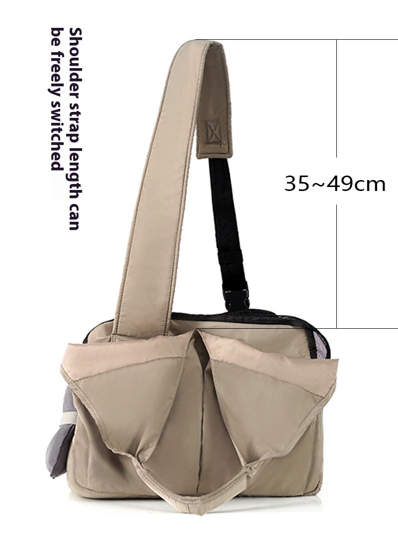 KFX-4612029 Breathable Apricot Cloth Pet Handbag for Outdoor Use, Portable and Versatile Design