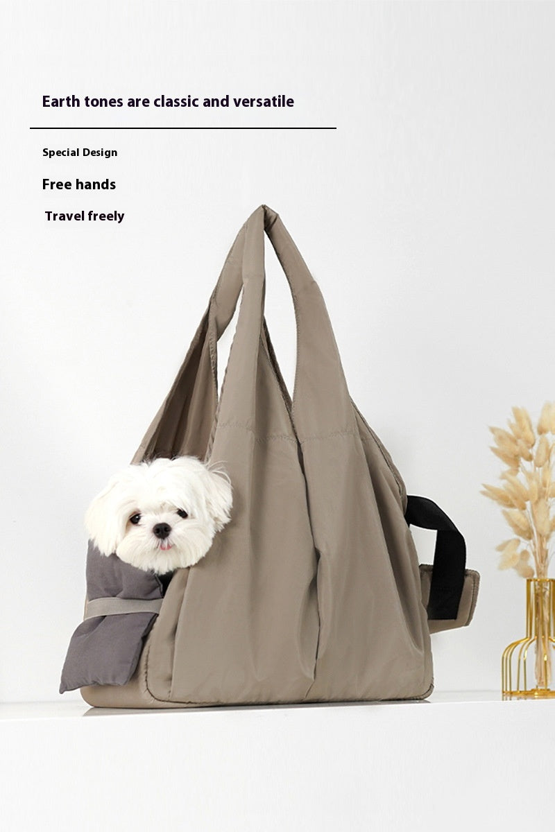 KFX-4612029 Breathable Apricot Cloth Pet Handbag for Outdoor Use, Portable and Versatile Design