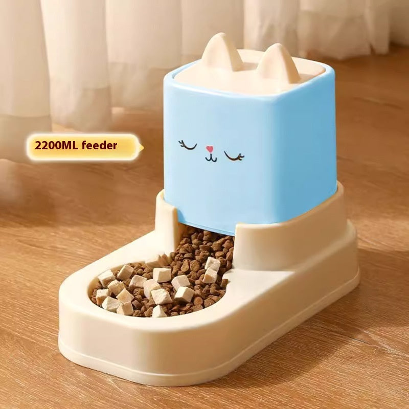 KFX-4613565 Automatic Cat Food and Water Dispenser with 4000ML Capacity in Cream Yellow