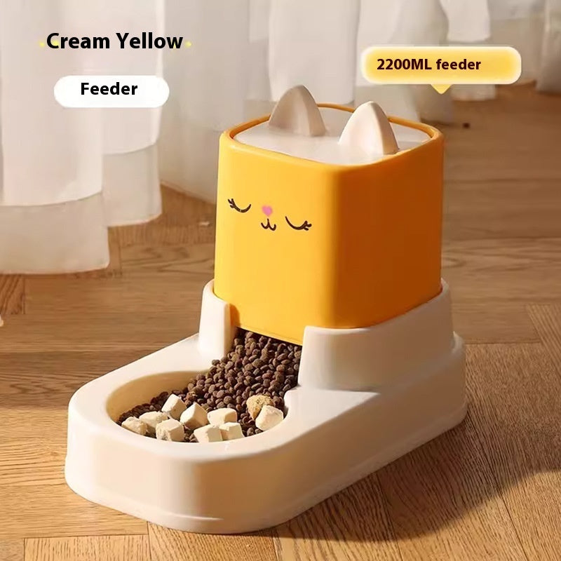 KFX-4613565 Automatic Cat Food and Water Dispenser with 4000ML Capacity in Cream Yellow