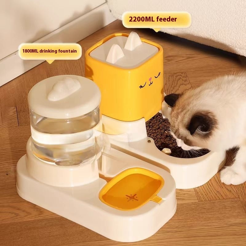 KFX-4613565 Automatic Cat Food and Water Dispenser with 4000ML Capacity in Cream Yellow