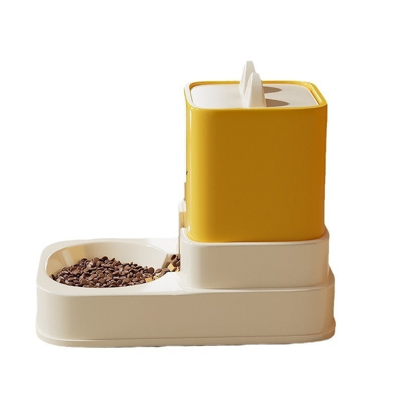 KFX-4613565 Automatic Cat Food and Water Dispenser with 4000ML Capacity in Cream Yellow