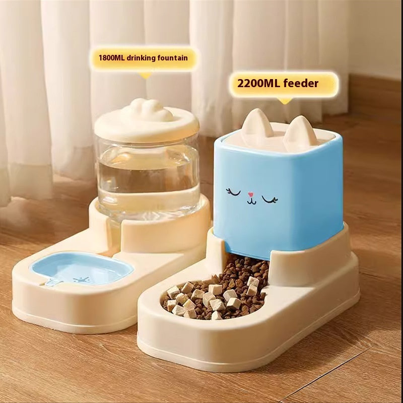 KFX-4613565 Automatic Cat Food and Water Dispenser with 4000ML Capacity in Cream Yellow