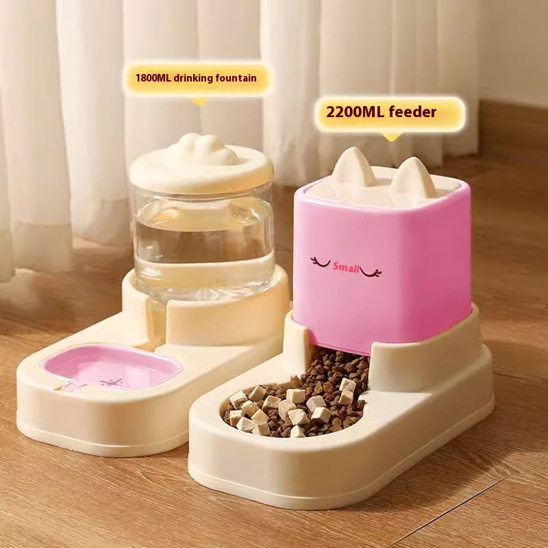 KFX-4613565 Automatic Cat Food and Water Dispenser with 4000ML Capacity in Cream Yellow