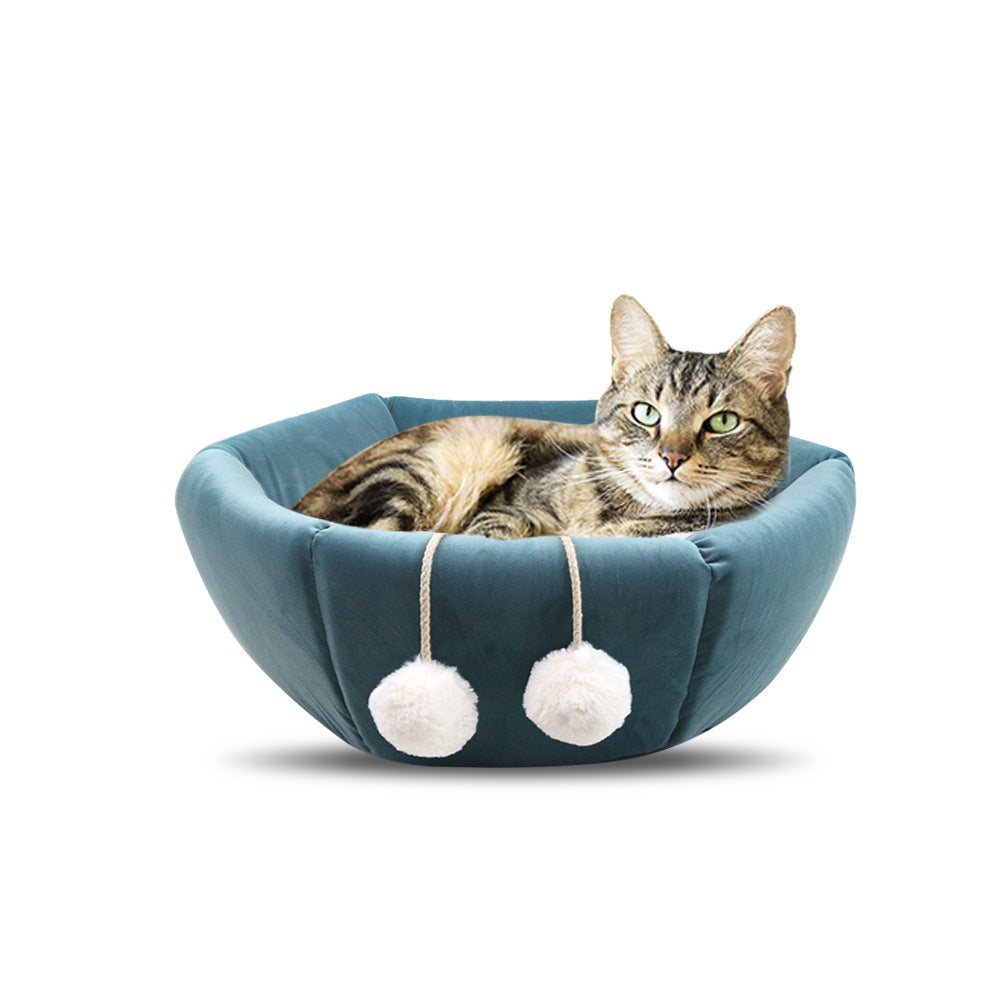 KFX-4613821 Autumn and Winter Foldable Deep Sleep Pet Bed in Ice Velvet – Multiple Colors Available