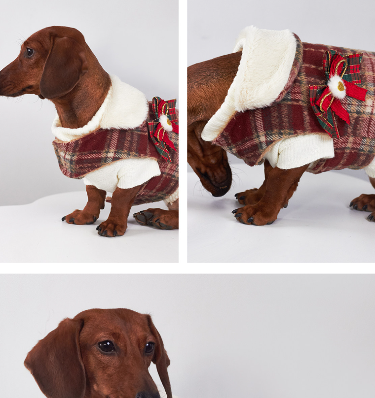 KFX-4614333 Christmas Plaid Dog Coats in Red and Green - European and American Style Pet Clothing