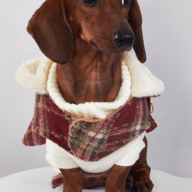 KFX-4614333 Christmas Plaid Dog Coats in Red and Green - European and American Style Pet Clothing
