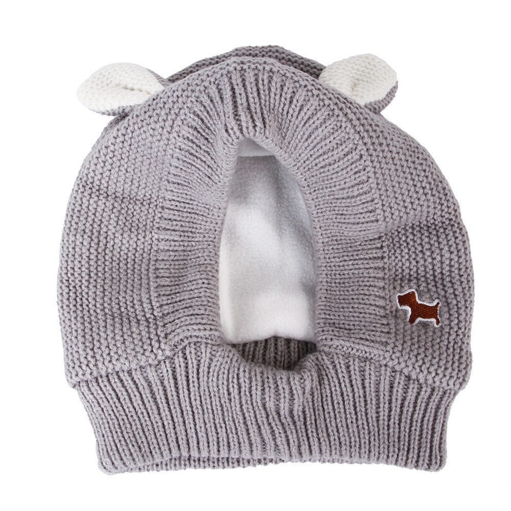 KFX-4614589 Knitted Rabbit Ear Hat for Pets - Available in Red, Gray, and Beige