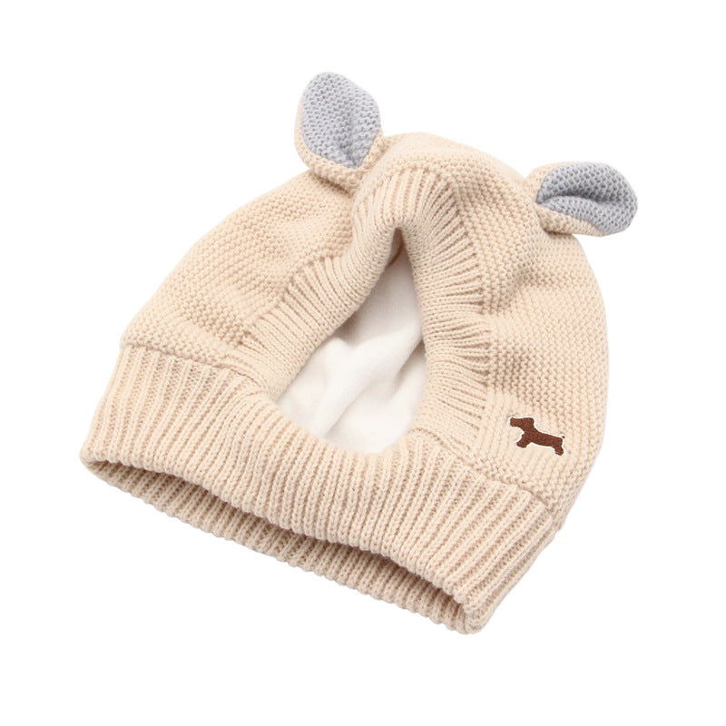 KFX-4614589 Knitted Rabbit Ear Hat for Pets - Available in Red, Gray, and Beige