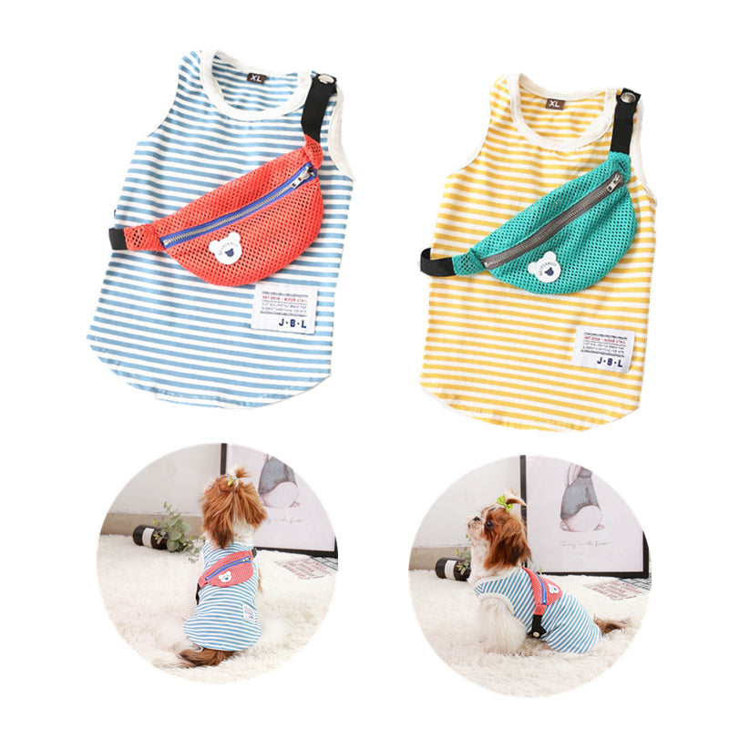 KFX-4615357 Small Pet Dog Backpack Vest - Adjustable Fit for Sizes S-XXXL, Yellow & Blue Options