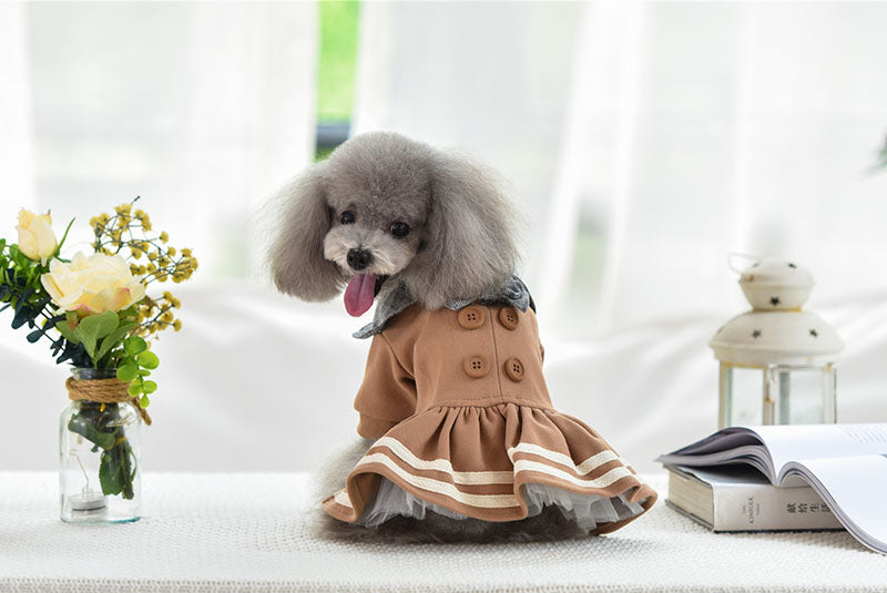 KFX-4616125 Autumn and Winter Pet Cotton Princess Dress with Skirt – Available in Various Sizes
