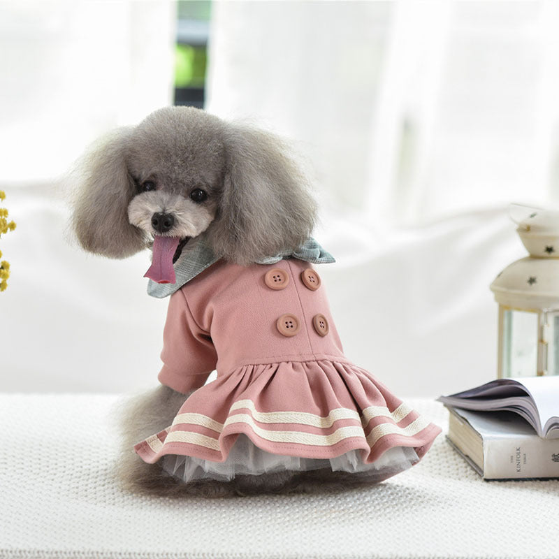 KFX-4616125 Autumn and Winter Pet Cotton Princess Dress with Skirt – Available in Various Sizes
