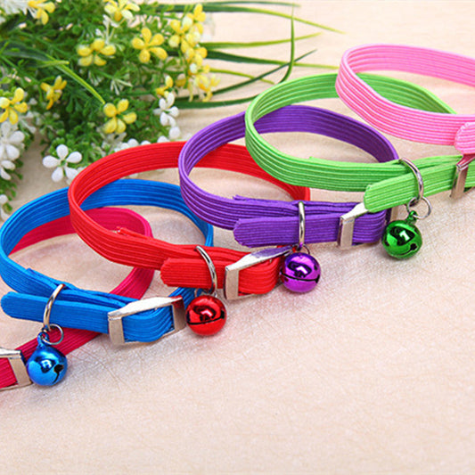 KFX-4617533 Fashionable Elastic Band Collar for Dogs and Cats with Bells, Mixed Color, 34.5*1CM