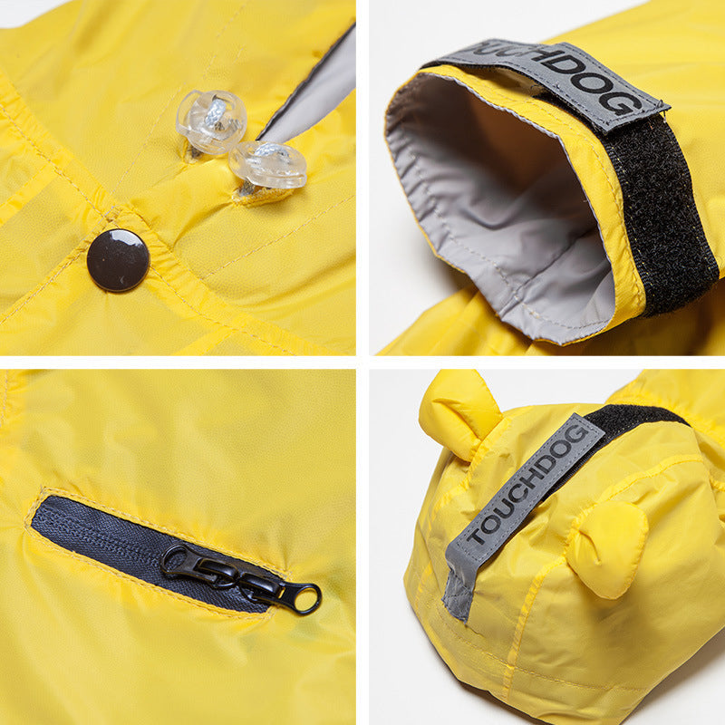 KFX-4617917 Waterproof Nylon Dog Raincoat for All Seasons - Casual Fit, Two Feet Size