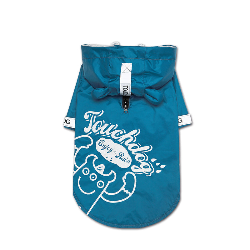KFX-4617917 Waterproof Nylon Dog Raincoat for All Seasons - Casual Fit, Two Feet Size