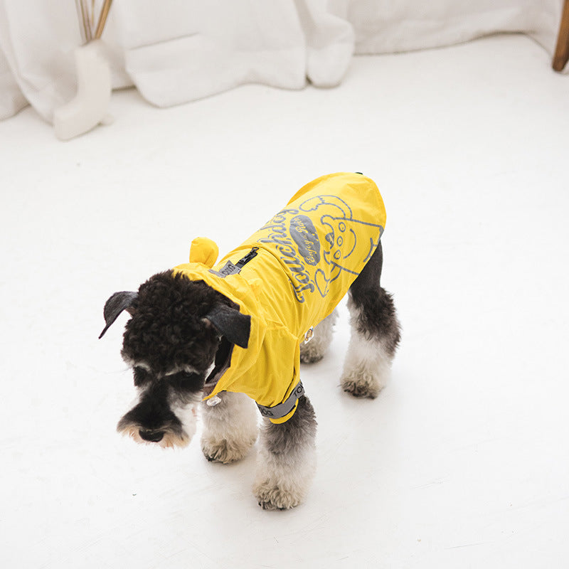 KFX-4617917 Waterproof Nylon Dog Raincoat for All Seasons - Casual Fit, Two Feet Size