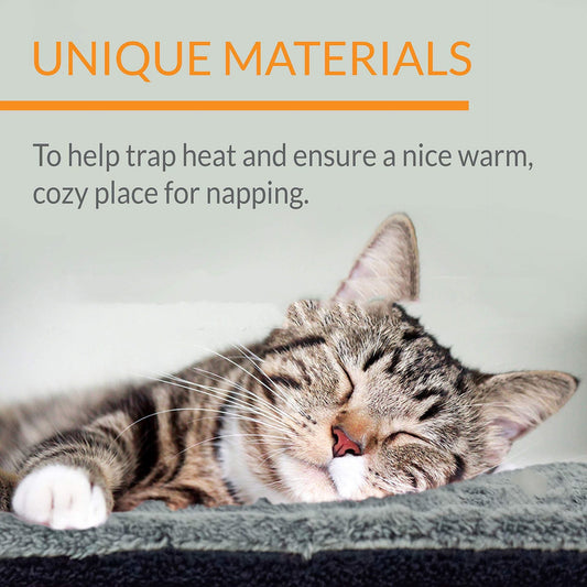 KFX-4619581 Warm Flannel Cat Nest with Automatic Heating - Indoor Pet Insulation Mat - Grey 75x50cm, 90x55cm, 105x70cm
