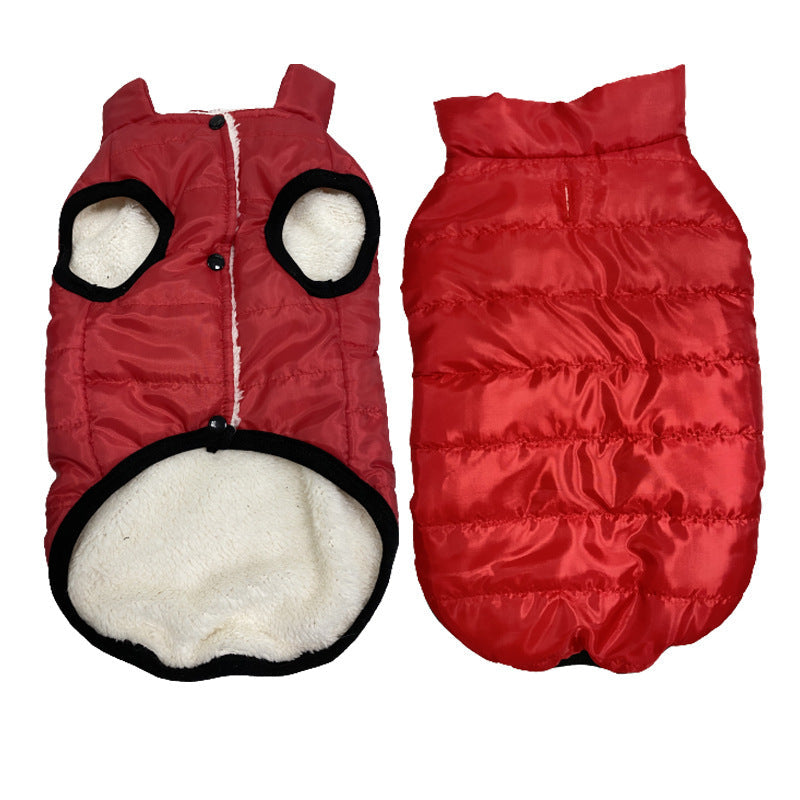 KFX-4619965 Waterproof Windproof Fleece-Lined Dog Vest in Red, Black, Light Blue, and Plaid - Sizes S to XXL
