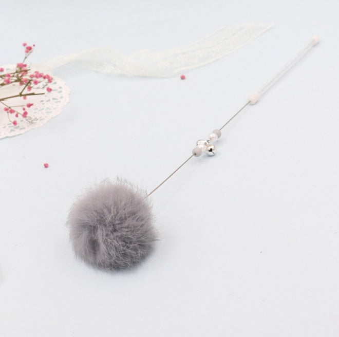 KFX-4620349 Cat Teaser Wand with Rabbit Hair Ball, Candy Beads, and Bell - 40cm Long