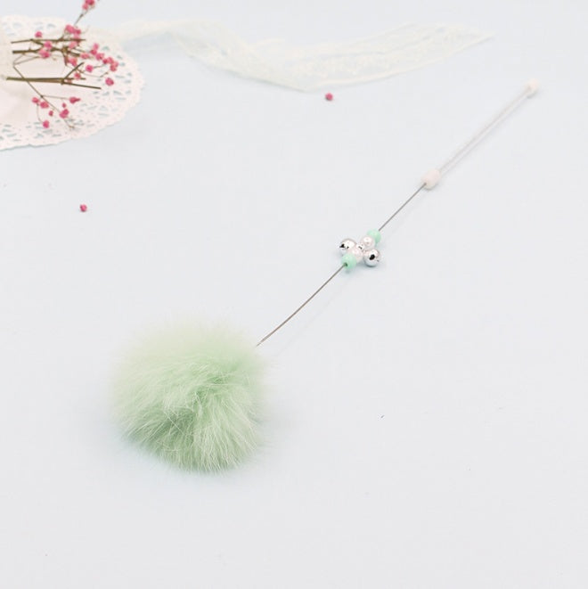 KFX-4620349 Cat Teaser Wand with Rabbit Hair Ball, Candy Beads, and Bell - 40cm Long